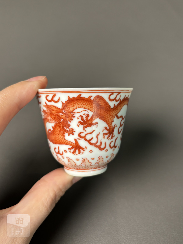 清宣统 矾红龙纹杯 - 图3